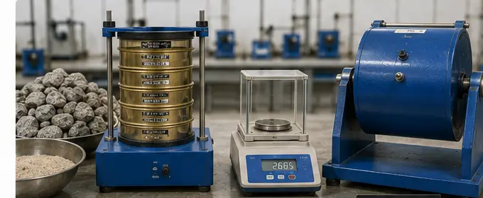 Aggregate testing equipment in the laboratory