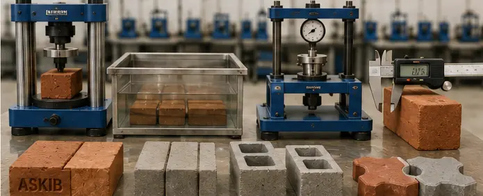 Bricks and blocks testing equipment in the laboratory