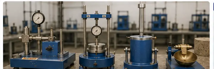 Soil and geotechnical testing equipment in the laboratory