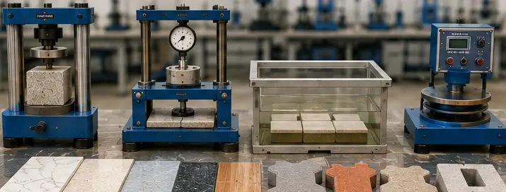 Tiles and pavers testing equipment in the laboratory